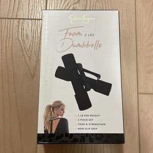 Jessica Simpson Foam Pilates & Barre 2x1lb Dumbells with Handle, Black